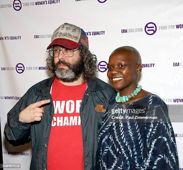 Actor Judah Friedlander and Agunda Okeyo attend A Night Of Comedy with Jane Fonda presented by the Fund For Women's Equality & ERA Coalition...