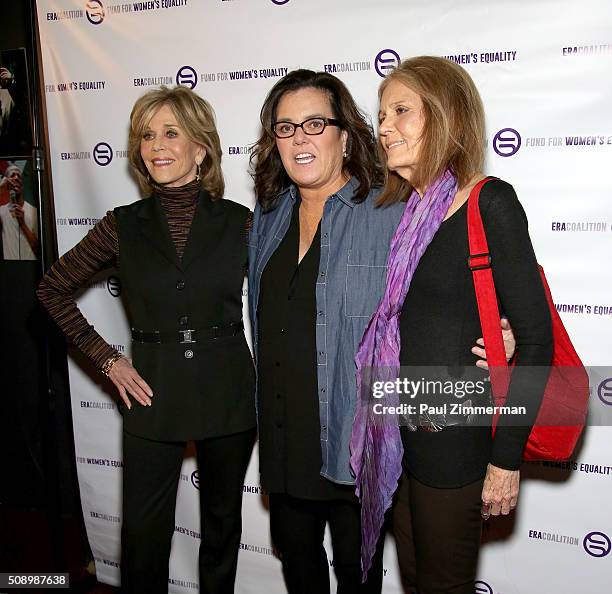 Jane Fonda, Rosie O'Donnell and Gloria Steinem attend A Night Of Comedy with Jane Fonda presented by the Fund For Women's Equality & ERA Coalition...