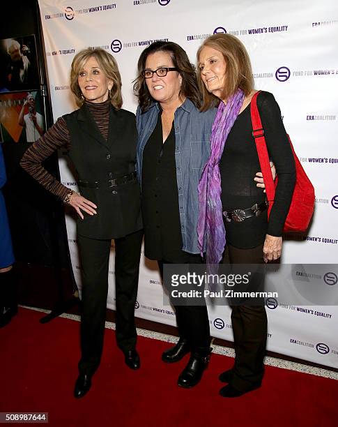 Jane Fonda, Rosie O'Donnell and Gloria Steinem attend A Night Of Comedy with Jane Fonda presented by the Fund For Women's Equality & ERA Coalition...