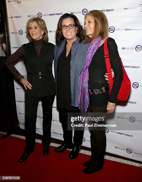 Jane Fonda, Rosie O'Donnell and Gloria Steinem attend A Night Of Comedy with Jane Fonda presented by the Fund For Women's Equality & ERA Coalition...