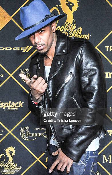 Nick Cannon arrives at the Maxim Magazine And Bootsy Bellows Super Bowl Party 2016 at Treasure Island on February 6, 2016 in San Francisco,...