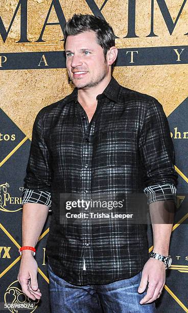 Nick Lachey arrives at The Maxim Magazine And Bootsy Bellows Super Bowl Party Treasure Island on February 6, 2016 in San Francisco, California.