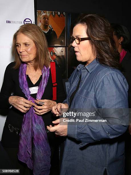 Gloria Steinem and Rosie O'Donnell attend A Night Of Comedy with Jane Fonda presented by the Fund For Women's Equality & ERA Coalition Carolines On...