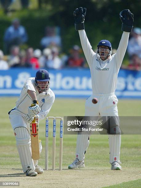 Chris Mole of Devon survives an appeal by Yorkshire wicketkeeper Richard Blakey during the Cheltenham and Gloucester Game between Devon and Yorkshire...