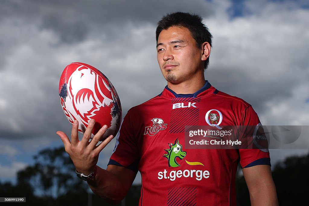 Ayumu Goromaru poses during a Reds Super Rugby media opportunity at