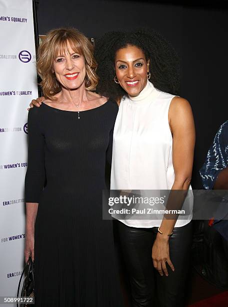 Christine Lahti and Sarah Jones attend A Night Of Comedy with Jane Fonda presented by the Fund For Women's Equality & ERA Coalition Carolines On...