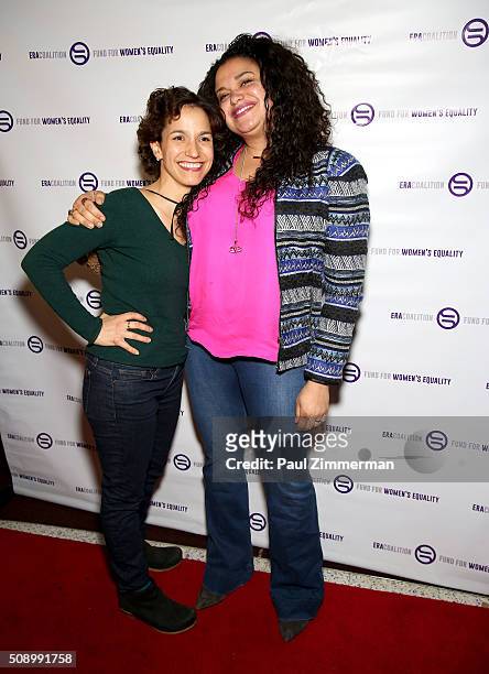 Catie Lazarus and Michelle Buteau attend A Night Of Comedy with Jane Fonda presented by the Fund For Women's Equality & ERA Coalition Carolines On...