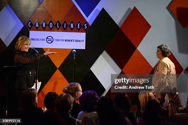 Jane Fonda and Jessica Neuwirth attend "A Night of Comedy with Jane Fonda: Fund for Women's Equality & the ERA Coalition" on February 7, 2016 in New...