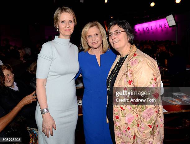 Cynthia Nixon, Carolyn B. Maloney and Jessica Neuwirth attend "A Night of Comedy with Jane Fonda: Fund for Women's Equality & the ERA Coalition" on...