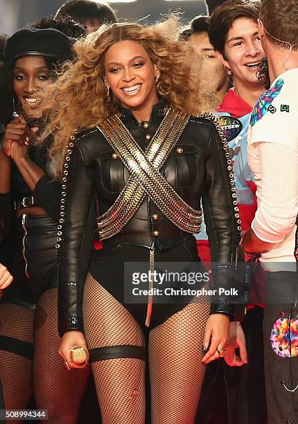 Beyonce performs onstage during the Pepsi Super Bowl 50 Halftime Show at Levi's Stadium on February 7, 2016 in Santa Clara, California.