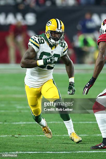 James Jones of the Green Bay Packers in action during the game against the Arizona Cardinals at University of Phoenix Stadium on January 16, 2016 in...