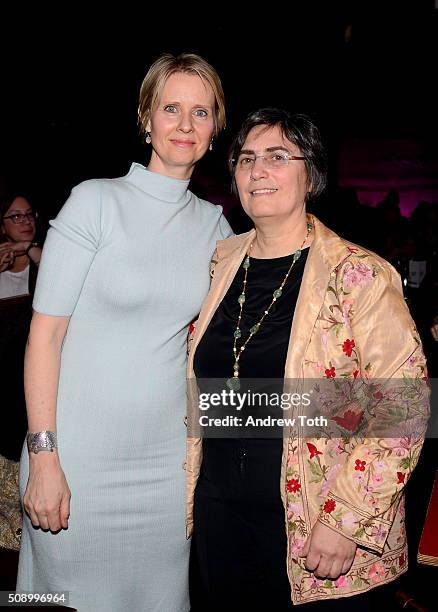 Cynthia Nixon and Jessica Neuwirth attend "A Night of Comedy with Jane Fonda: Fund for Women's Equality & the ERA Coalition" on February 7, 2016 in...