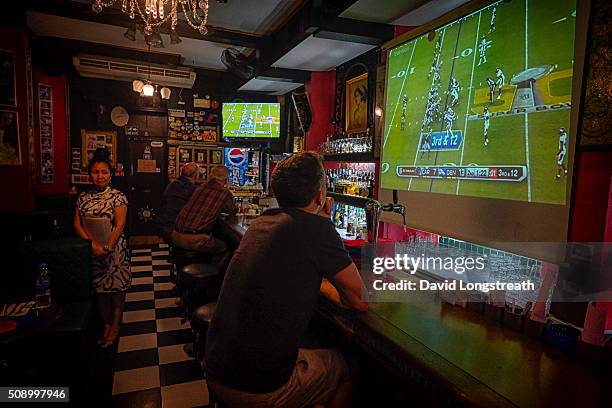 Ex-patriots and others gather to watch Superbowl 50. The Denver Broncos defeated the Carolina Panthers 16-10 to win the football championship. The...