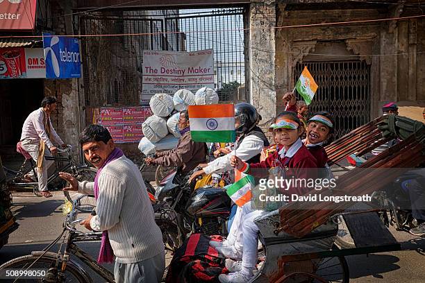 Indians celebrate Rebuplic Day with flags and balloons. Republic Day honors the date on which the Constitution of India came into force on 26 January...