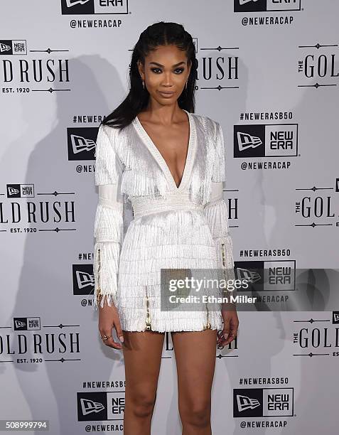 Model Chanel Iman attends the New Era Super Bowl party at The Battery on February 6, 2016 in San Francisco, California.