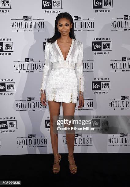 Model Chanel Iman attends the New Era Super Bowl party at The Battery on February 6, 2016 in San Francisco, California.