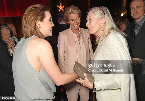 Gaia Romilly Wise, Emma Thompson and Vanessa Redgrave attend a champagne reception at the London Evening Standard British Film Awards at Television...