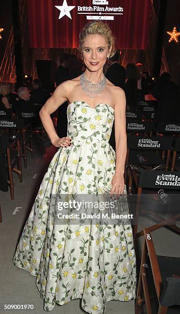 Emilia Fox attends a champagne reception at the London Evening Standard British Film Awards at Television Centre on February 7, 2016 in London,...