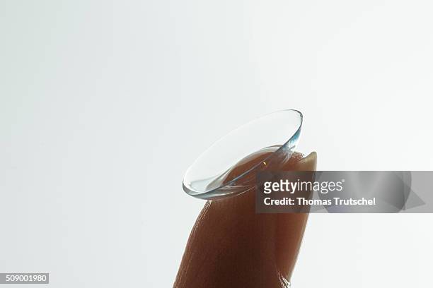 Berlin, Germany In this photo illustration a contact lens is on a finger on February 07, 2016 in Berlin, Germany.