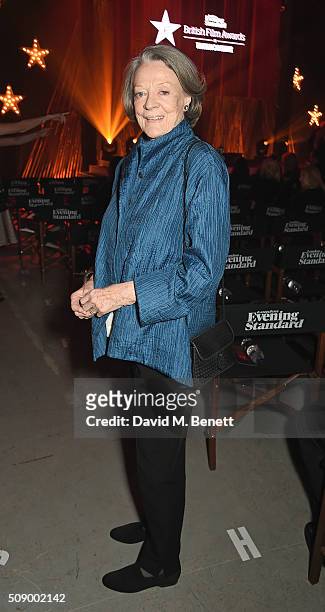 Dame Maggie Smith attends a champagne reception at the London Evening Standard British Film Awards at Television Centre on February 7, 2016 in...