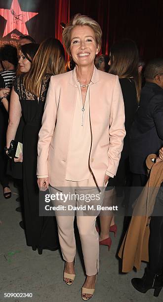 Emma Thompson attends a champagne reception at the London Evening Standard British Film Awards at Television Centre on February 7, 2016 in London,...