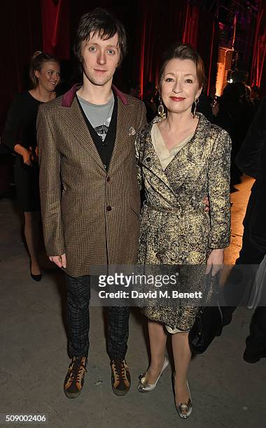Alfie Oldman and Lesley Manville attend a champagne reception at the London Evening Standard British Film Awards at Television Centre on February 7,...