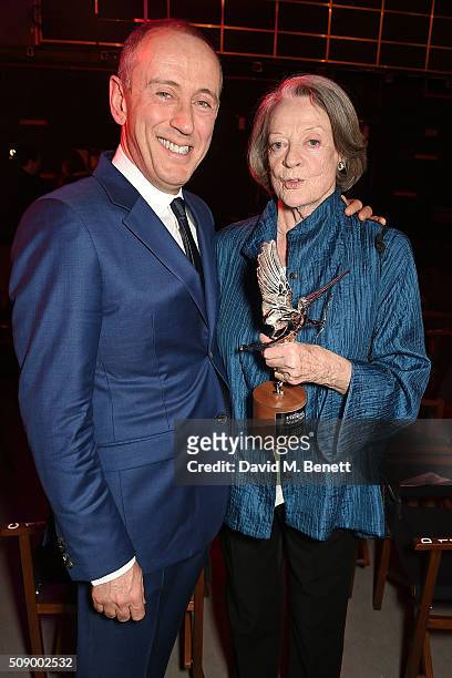 Sir Nicholas Hytner and Dame Maggie Smith attend the London Evening Standard British Film Awards at Television Centre on February 7, 2016 in London,...