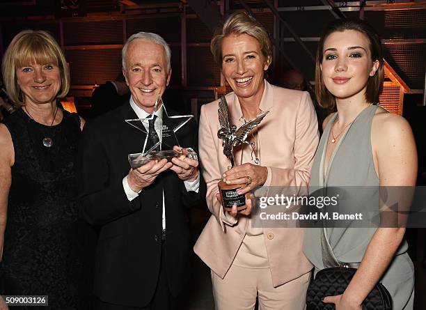 Christine Savage, Anthony Daniels, Emma Thompson and Gaia Romilly Wise attend the London Evening Standard British Film Awards after party at...