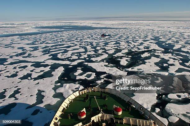bow of ice breaker heading in ne passage - arctic ocean stock pictures, royalty-free photos & images