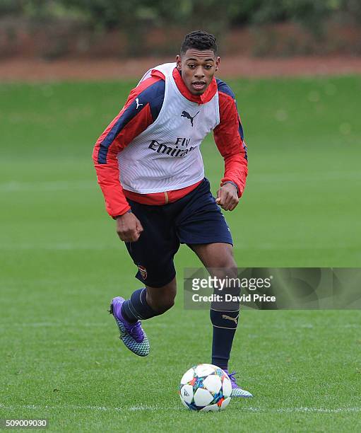 Jeff Reine-Adelaide of Arsenal the U19 team during their training session at London Colney on February 8, 2016 in St Albans, England.