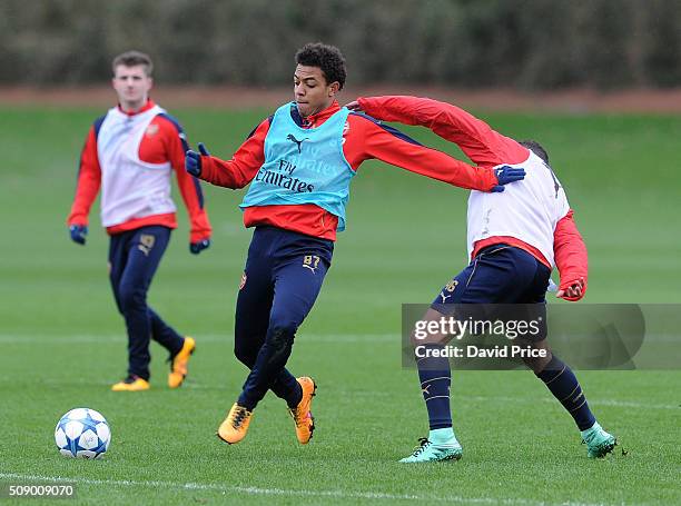 Donyell Malen of Arsenal the U19 team during their training session at London Colney on February 8, 2016 in St Albans, England.