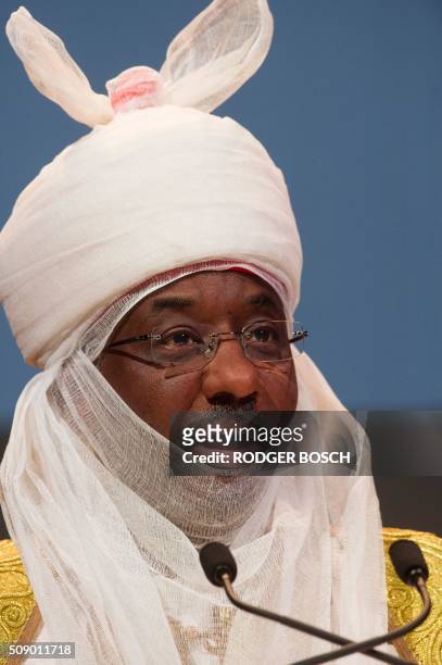 Lamido Sanusi, Emir of Kano, in Nigeria, and Chairman of the Black Rhino Group speaks on the first day of the Mining Indaba 2016 Conference on...