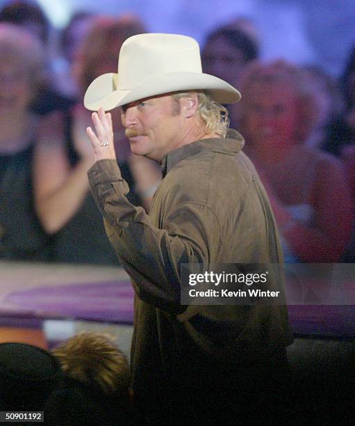 Musician Alan Jackson on stage at the "39th Annual Country Music Awards" on May 26, 2004 at the Mandalay Bay Hotel and Casino, in Las Vegas, Nevada.