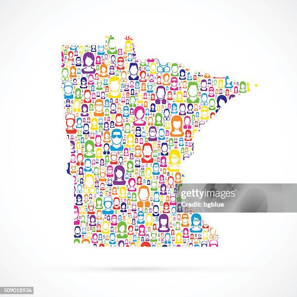 minnesota map with people - minnesota stock illustrations