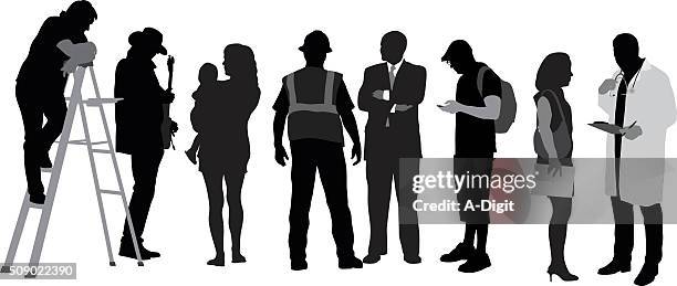 all kinds - builder standing isolated stock illustrations