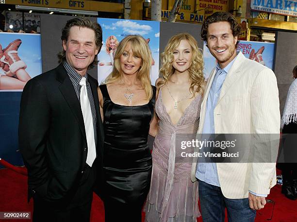 Actor Kurt Russell, his partner, actress Goldie Hawn, and her children, actress Kate Hudson and actor Oliver Hudson, attend the film premiere of the...