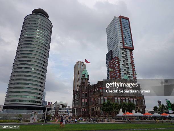 View on a part of the Rotterdam skyline, which includes the historical office building of the "Holland Amerika Lijn" or Holland America Line....