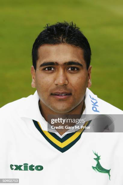 Portrait of Samit Patel of Nottinghamshire taken during the Nottinghamshire County Cricket Club photocall held on April 15, 2004 at Trent Bridge, in...