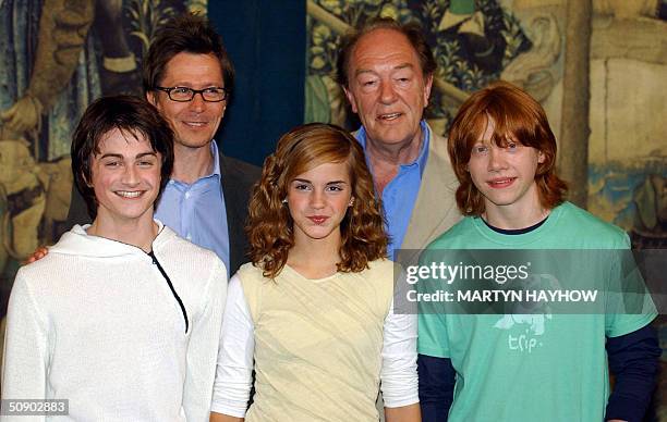 Daniel Radcliffe ; Gary Oldman ; Emma Watson ; Michael Gambon and Rupert Grint , pose at a photocall at London's Liberal Club 27 May, 2004 for the...