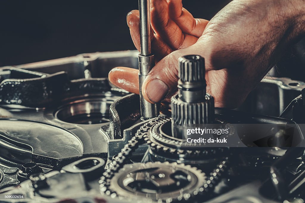 CVT gearbox repair closeup