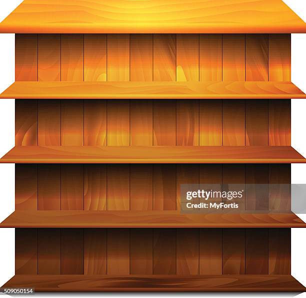 empty isolate wooden shelves - measuring-glass-drawing stock illustrations