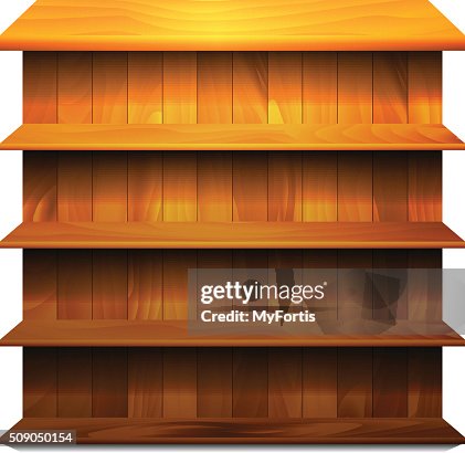 Empty Isolate Wooden Shelves Empty Isolate Wooden Shelves