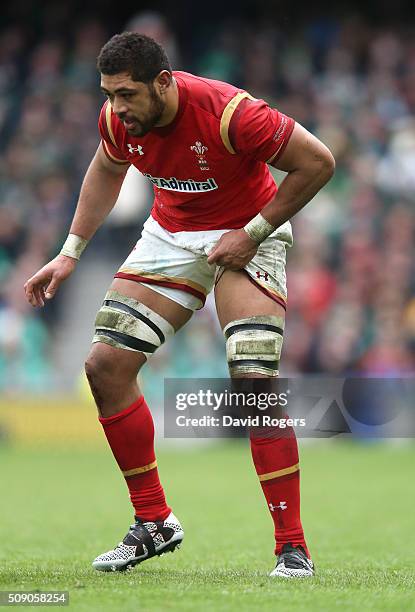 Toby Faletau of Wales looks on during the RBS Six Nations match between Ireland and Wales at the Aviva Stadium on February 7, 2016 in Dublin, Ireland.