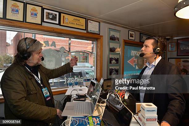 Breitbart News Daily Stephen K. Bannon interviews Donald Trump, Jr. For SiriusXM Broadcasts' New Hampshire Primary Coverage Live From Iconic Red...