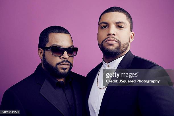 Actor O'Shea Jackson Jr. And father Ice Cube pose for a portrait during the 47th NAACP Image Awards presented by TV One at Pasadena Civic Auditorium...