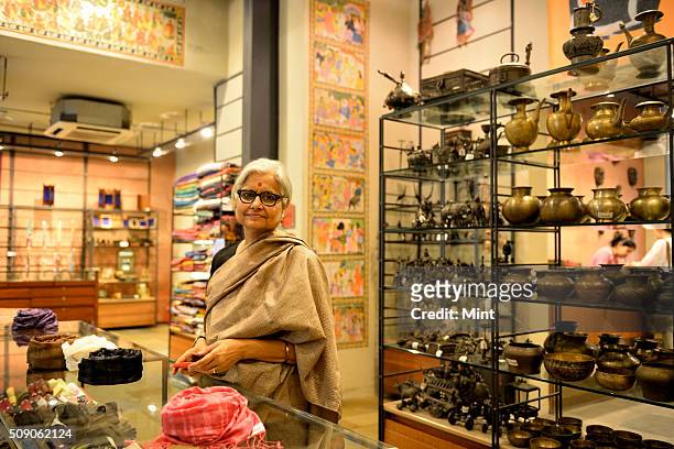 Ruchira Ghose, Chairperson of Crafts Museum, poses for a profile shoot at Pragati Maidan on February 17, 2015 in New Delhi, India.