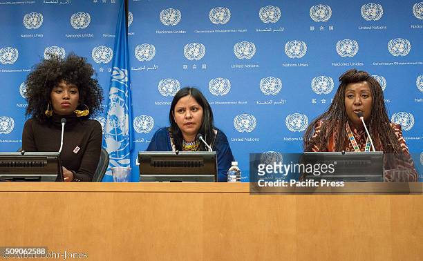 Inna Modja, Patricia Tobon and Nafissatou Diop participate in the UN press conference on FGM. In observance of the International Day of Zero...