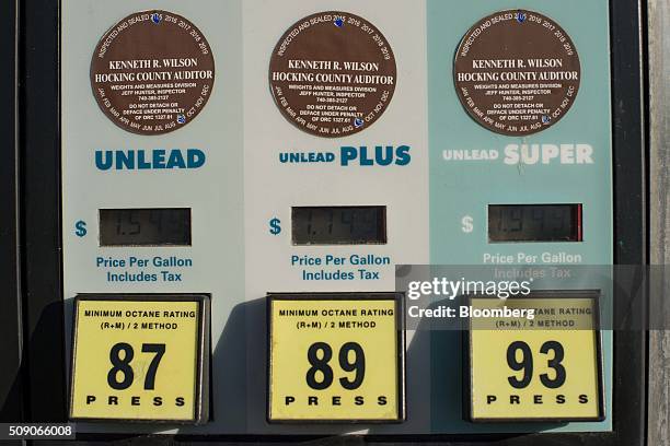 Prices are displayed on a fuel pump at a Go Mart Inc. Gas station in Rockbridge, Ohio, U.S., on Saturday, Feb. 6, 2016. Thanks to a glut of oil that...