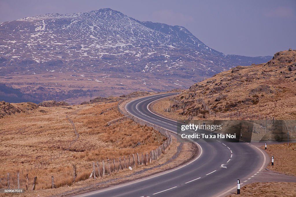 A cyclist explores North Wales winding roads