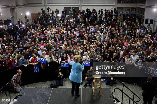 Hillary Clinton, former Secretary of State and 2016 Democratic presidential candidate, speaks during a campaign event in Manchester, New Hampshire,...